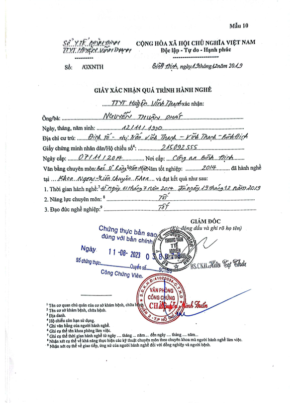 5 Giấy Xác Nhận Hành Nghề