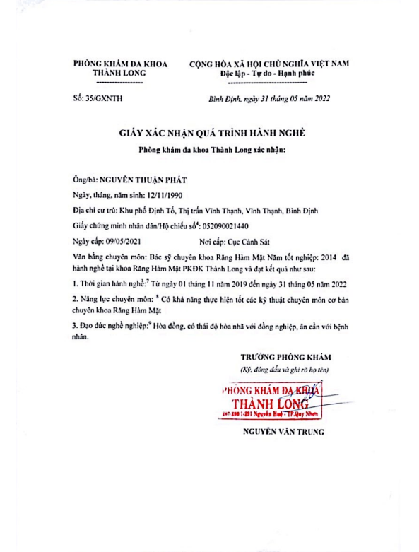 6 Giấy Xác Nhận Hành Nghề 1