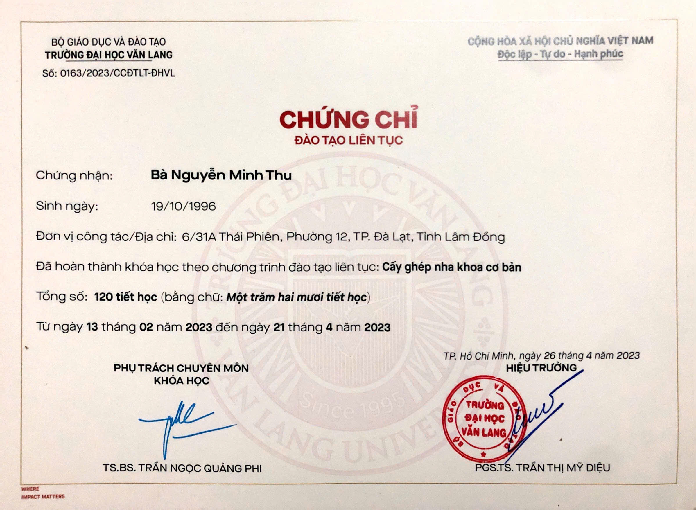 Chứng Chỉ ĐTLT 1